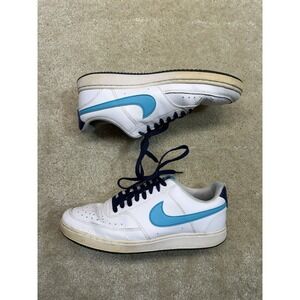 Nike Court Vision Low Shoe White Turquoise Blue Mens 10.5 Low Top Sneaker